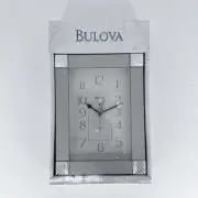 Bulova B1279 Clock Desk Mantle Quartz White Face Chrome Silver Frame SEALED
