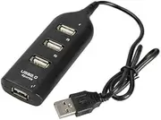 wpOP59NE Power Strip with 4 Port Splitter USB 2.0 High Speed Black Mini Hub Socket Adapter Compatible with Laptop PC Compact Size Charging Station for Home, Office, Dorm Essentials