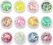Glow In The Dark Glitter,12 Colors Night Glow Chunky Glitters Flakes, Glow In The Dark Body Face Glitter Flakes Luminous Face Eye Glitter For Musical Festival Carnival Party Makeup