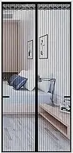 Magnetic Door Curtain, Magnetic Screen Door Mesh, Self Sealing Magnets, Fine Mesh Keep Bugs Out, Hands-Free, Pet and Kid Friendly, for Patio Door, Front Doors (Black 120x200cm)