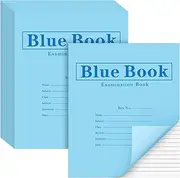 Skyygemm 20 Pack Exam Blue Book Blue Test Book, 8.5" x 7", 8 Sheets 16 Pages, Wide Ruled Saddle Stitched Examination Book for School Home Business Office