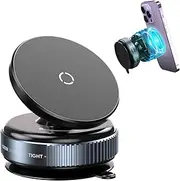 Swivel Locking Mechanical Vacuum Magnetic Car Suction Phone Holder, 360° Adjustable Magnetic Suction Cup Phone Mount for Mirror/Wall/Gym, Compatible with iPhone & Android (Black)