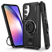 ZUSLAB Galaxy a55 Case Magnetic Ring Stand Shockproof Protective Cover for Samsung (2024) - Black