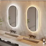 Oval Illuminated LED Bathroom Mirror Wall Mounted Anti-Fog Vanity Makeup Lights