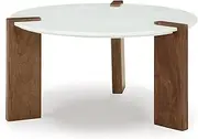 [Signature Design by Ashley] Isanti Coffee Table, 33" W x 33" D x 19" H, White & Light Brown
