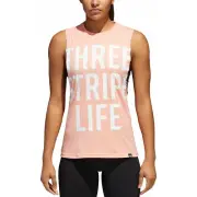 NWT Adidas Women's Three Stripe Life Muscle Tank Top Shirt Chalk Coral