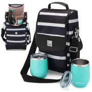 Savvy Outdoors Wine Tote Bag with Stemless Wine Glasses - Bottle Wine Bag wit...