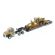 Diecast Masters 1:87 Cat CT660 Tractor & Lowboy W/Grader Model Kids Toy 8y+