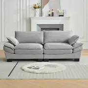 HOMFURN Modern 3 Seater Sofa, Convertible Cloud Sofa, Grey
