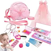 Kids Makeup Set - Washable Real Kids Makeup Playset - Portable Make Up Set, Dress-Up Fun Toy for Kids Girls Ages 3-12