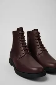Iman Burgundy leather lace-up boots for women