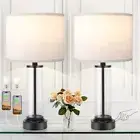 Black Bedroom Lamps Set of 2 - Touch Bedside Lamp D. White Shade & Black Base