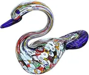 Glass Of Venice Murano Glass Millefiori Swan Sculpture