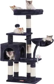 Cat Tree with Toy, Cat Tower Condo for Indoor Cats, Cat House with Padded Plush
