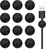 12PCS Cord Holder,Cable Management Cable Clips,Cable Organizer Cable Holder,Adhesive Charger Wire Cord Clips,Cable Management Keeper,Wire Cable Holder for Nightstand,Desk,Office or Mouse Cord