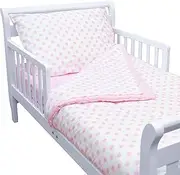 TL Care 100% Cotton Percale Toddler Bed Set, Pink