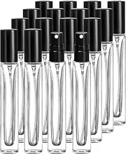 Glassfinity Refillable Empty 10ml(0.34oz) Glass Perfume Spray Bottle - Mini Portable Travel Rectangular Size, Fine Mist Sprayer, Atomizer Pump, Leak-proof Fragrance and Essential Oils Container Black