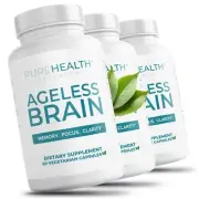 Ageless Brain Memory Supplements, Brain Supplement by PureHealth Research, x3