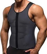 CORATED Men Sauna Vest Sweat Waist Trainer Zipper Hot Neoprene Tank Top Corset Compression Body Shaper Sauna Shirt Workout