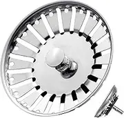 Stainless Steel Kitchen Sink Strainer Plug, Durable Waste Plug for Kitchen Sink and Drain Strainer, Prevents Clogs and Keeps Drains Clear(Color:Silver)