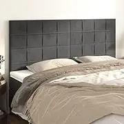 Dark Grey Velvet Headboards Adjustable - Wall Mounted Tufted Upholstered Headboard Set for Beds, King, Full & Queen, (4 pcs)