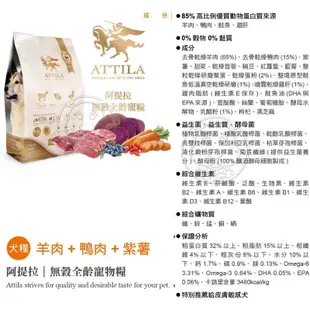 《ATTILA 阿提拉》健康無穀犬糧 寵物飼料 狗狗飼料 無穀飼料 犬糧【培菓寵物】