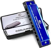 Classic Blues Harmonica,Key of C,10 Holes,Musical Instrument for Blues Folk Music Lover, Professionals and Beginners Christmas Music Gift (Blue)