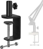 Frgyee Table Mount Clamp, Metal Desk Clamp for Microphone Stand Mic Boom Arm C Mounting, Black, Fits up to 2.24" Desktop Thickness