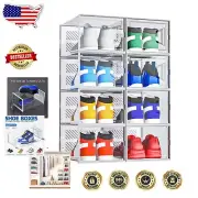 Durable Clear Plastic Shoe Storage Box Set – Ideal for Size 14 Sneakers, 8 Pack