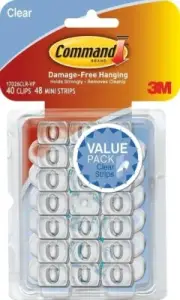 3M Command Clear Decorating Clips Value Pack 40 Clips 48 Strips Pack