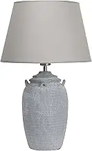Lexi Lighting Ebony Ceramic Table Lamp, 21.6" H Tall lamp, Industrial Style with Brushed Finish, Solid Ceramic Base, Grey Empire Shape Linen Shade, E27, Pot-Shaped Base for a Perfect Rustic Touch