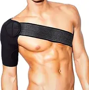 Shoulder Support Brace with Pressure Pad for Men Women, Adjustable Shoulder Brace for Torn Rotator Cuff, Tendonitis, Dislocation, Gym Sports, AC Joint, Bursitis, Fits Right or Left Shoulder