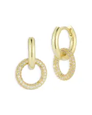 Aqua Pave Link Drop Earrings, Exclusive
