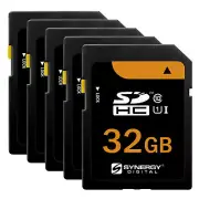 Synergy Digital 32GB, SDHC UHS-I Memory Cards - Class 10, U1 - Pack of 5