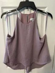 SHE + SKY Women's Sleeveless Mauve Cropped Cami Top Flowy Tank Size L NWT