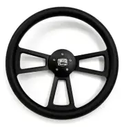 18" Black 5 Hole Steering Wheel Black Wrap For Peterbilt Kenworth Freightliner
