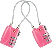 Travel Luggage Lock TSA Approved Lock,TuoYi 3-Digit Security Cable Travel Combination Padlock for Suitcase Luggage Bag Toolbox Gym and School Lockers Code Lock (Pink)