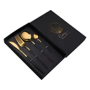 1Set Black Gold Tableware Set Stainless Steel Cutlery Set Western Food Tableware Luxury Fork Teaspoon Knife Cutlery Set Fork Spoon