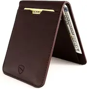 [Vaultskin] Manhattan Slim RFID Blocking Bifold Leather Wallet for Men - Minimalist Front Pocket Card Holder, Holds 9 Cards & Cash, Premium Italian Leather
