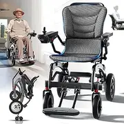Ultra Lightweight Electric Wheelchairs for Adults, Foldable Electric Wheelchair,Ultralight Carbon Fiber 15.6KG,Ergonomics Wheelchair Electric Portable Electric Wheelchairs for Seniors(Black,10A)