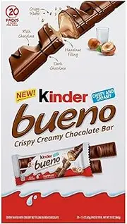 Kinder Bueno Milk Chocolate and Hazelnut Cream Bars 43 g (Pack of 20)