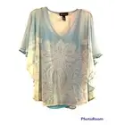 INC light blue flutter-sleeve top with metal accents size XS NWT