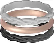 [ThunderFit] Women Silicone Wedding Bands, Breathable Wedding Rings for Women, Unique Designs