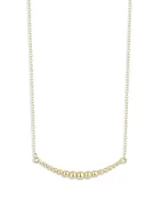 Moon & Meadow 14K Yellow Gold Graduated Bead Curved Bar Necklace, 17-18