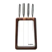 Global Hashira 5pc Walnut Knife Block Set Knives 5 Piece Japanese