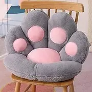 Cute Cat Paw Shaped Pillow Seat Cushion 32" x 28", Soft Jumbo Lazy Sofa Kawaii Bear Paw Pillows Tatami Floor Seating Cushions Mat Chair Pad for Dining Room, Bedroom, Office, Living Room, Medium Grey