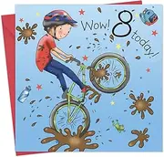 Twizler 8th Birthday Card for Boy with BMX Bike - Childrens Age 8 Year Old Happy Birthday Card Boys Gifts