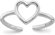 [JewelryWeb] 925 Sterling Silver Rhodium Plated Polished Love Heart toe ring