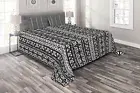 Western Quilted Coverlet & Pillow Shams Set, Ethnic Boho Aztec Style Print