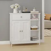 Advwin Sideboard Buffet Cabinet Kitchen Storage, Wood Hallway Cabinet Console Table, Storage Table White